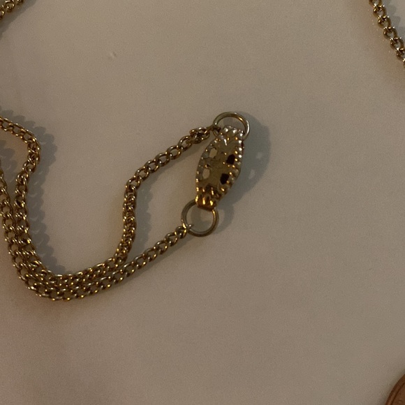 Victorian style gold tone and blue stone necklace - Picture 4 of 5